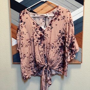 LUQ Rhee tie front top shirt